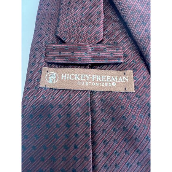 Hickey Freeman Made in England Men’s Silk Neck Tie Red & Black SG - Picture 5 of 10